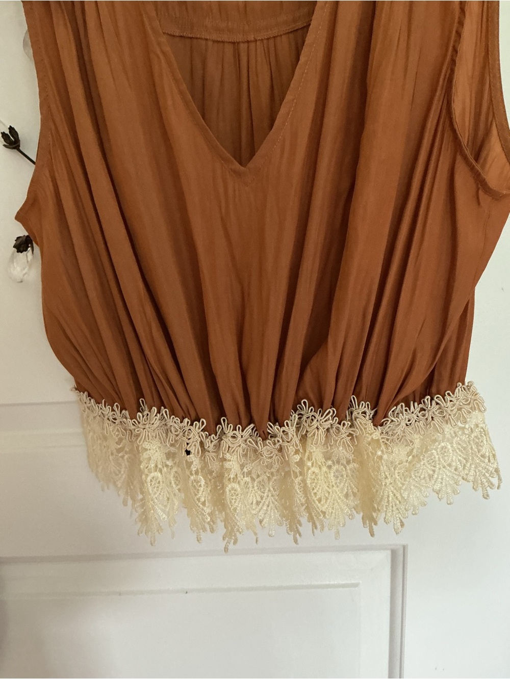 Ramy Brook Rust Lace-Hem Sleeveless Top - Picture 7 of 9